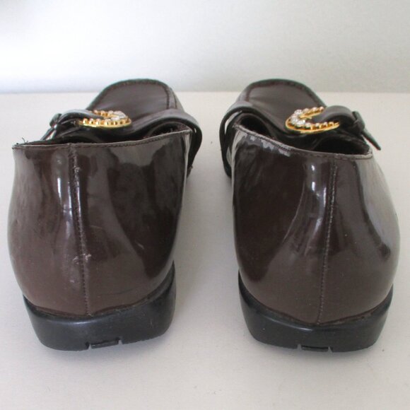 Bellini Womens Faux Chocolate Patent Leather w/Bling Flat Loafer - Size 8M - Picture 9 of 10